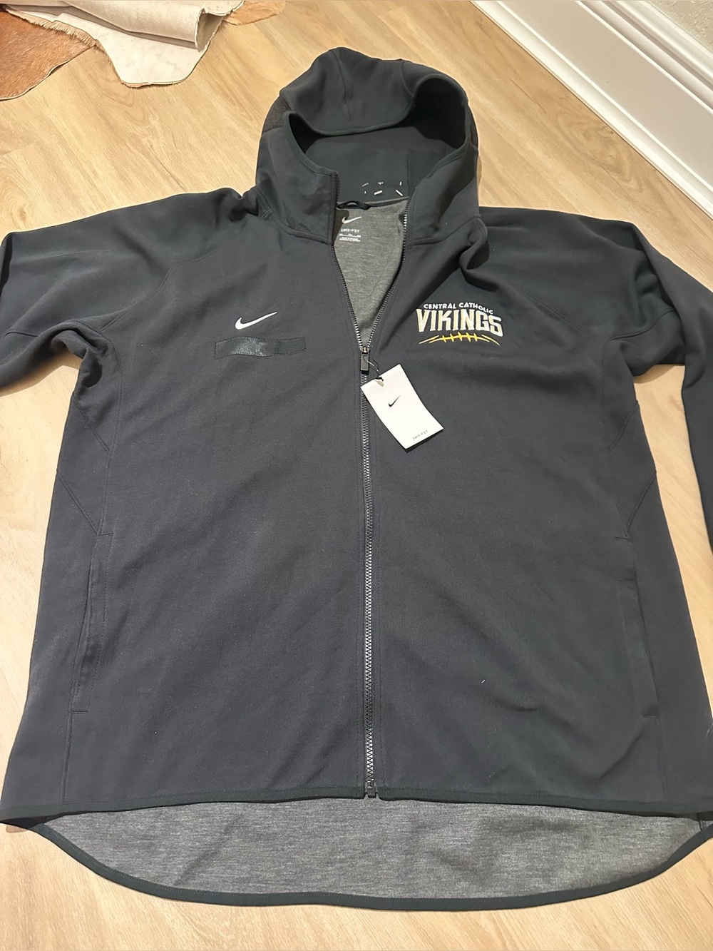 Nike Dri-FIT Basketball Full Zip Black Hoodie XXL  “Central Catholic Vikings”